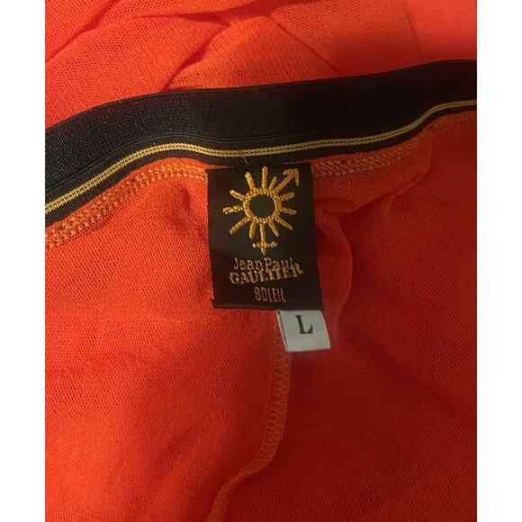 Jean Paul Gaultier Soleil Womens L Orange Mesh Layered Belt Long Maxi Skirt VGUC - Picture 3 of 6